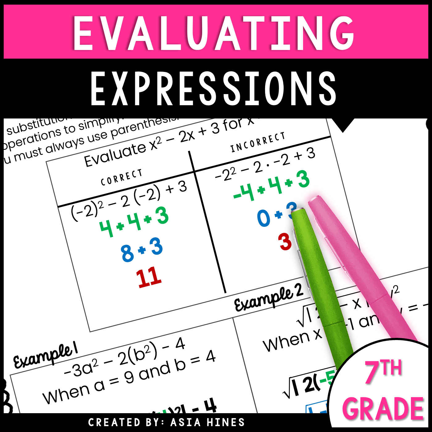Evaluating Algebraic Expressions using Substitution Guided Notes and ...