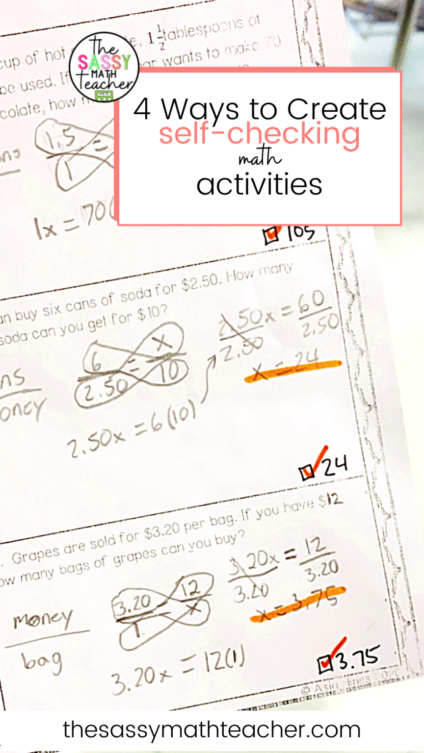 4 Ways to Make Your Own Self-Checking Math Activities - The Sassy Math ...