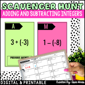 adding-and-subtracting-integers-scavenger-hunt