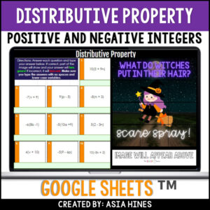 Halloween Math Distributive Property Activity 7th Grade Pixel Art Worksheet