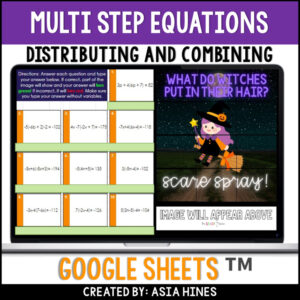 Solving Multi-Step Equations with Distributing Pixel Art | Math Activity