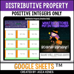 Halloween Math Distributive Property Activity 6th Grade Pixel Art Worksheet