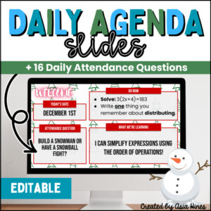 December Morning Slides with Daily Attendance Questions | Winter Google Slides