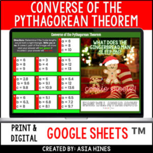 Christmas Math Pythagorean Theorem Converse Activity Worksheet | 8th Grade Math