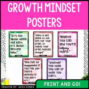 Middle School Classroom Decor Middle School - Math Growth Mindset Posters