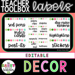 Teacher Toolbox Labels Editable | Math Classroom Organization Printables