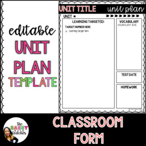 Editable Unit Plan Template for Middle School and High School