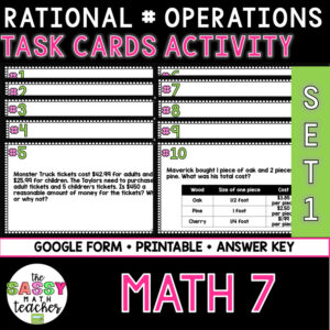 Rational Number Operations Task Cards | Set 1 | Distance Learning