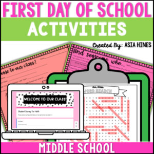 First Day Of School Activities - Middle School