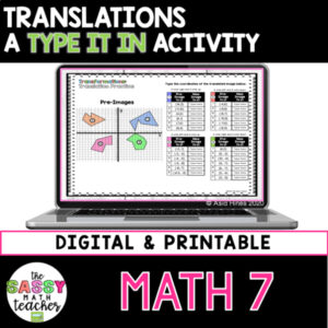 Translations Math Digital Activity