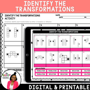 Identify Transformations Matching Activity Translations Reflections Dilations