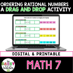 Ordering Rational Numbers Digital Activity