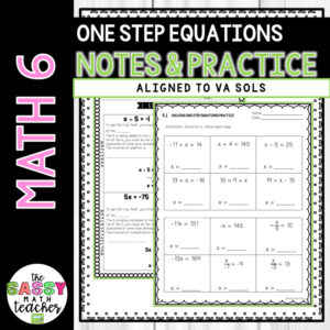 Solving One Step Equations Notes