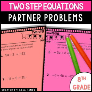 Solving Two Step Equations Worksheet Partner Problems Activity