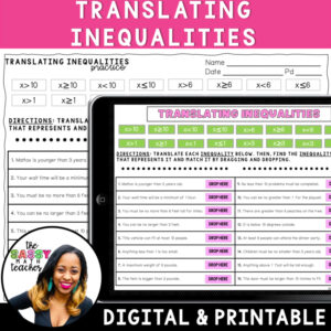 Translating Inequalities Worksheet