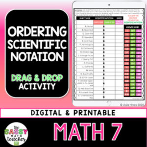 Ordering Scientific Notation Digital Activity
