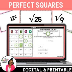 Perfect Squares and Square Roots Game Bingo