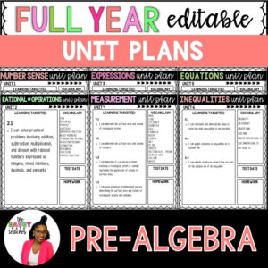 Pre-Algebra Unit Plans | Editable