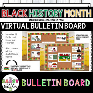 Middle School Math Black History Month Bulletin Board | Virtual Display Activity