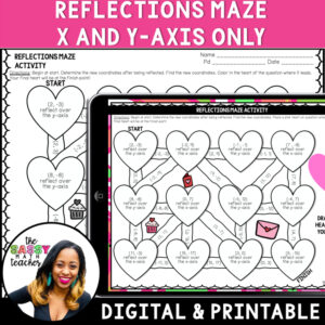 Valentine's Day Math Reflections Worksheet Maze