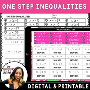 One Step Inequalities Worksheet