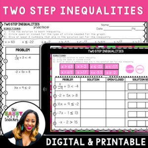 Two Step Inequalities Worksheet