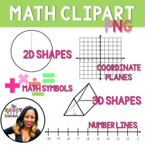 Math Clipart of Math Symbols - Number Lines Coordinate Planes 3D Shapes
