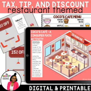 Solving Percent Problems Sales Tax Worksheets Menu Math Tax Tip Discount