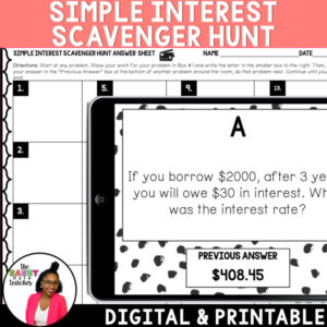 Simple Interest Activity Scavenger Hunt
