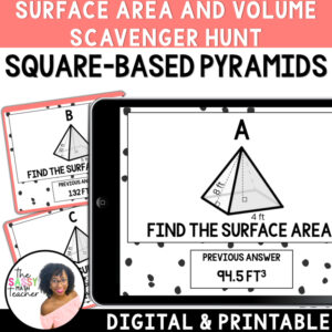 Surface Area & Volume of Pyramids Scavenger Hunt | 8th Grade Math Worksheet