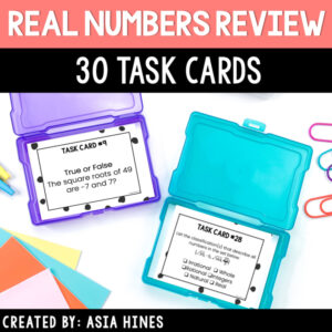Real Number System Review Task Cards