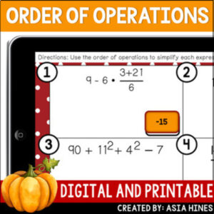 Thanksgiving Math Order of Operations Activity