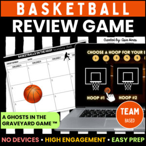 Basketball Themed Version of Ghosts in The Graveyard Review Gameboard Template