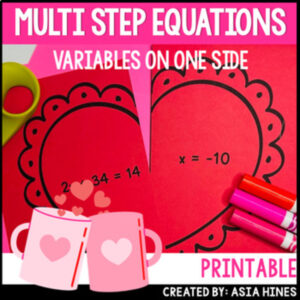 Valentine's Day Math Multi Step Equations Matching