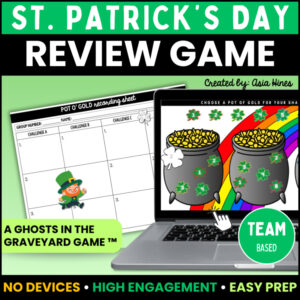 St Patricks Day Review Game Activity | Ghosts in the Graveyard Template