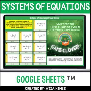 St. Patrick's Day Math Solving Systems of Equations by Substitution Activity